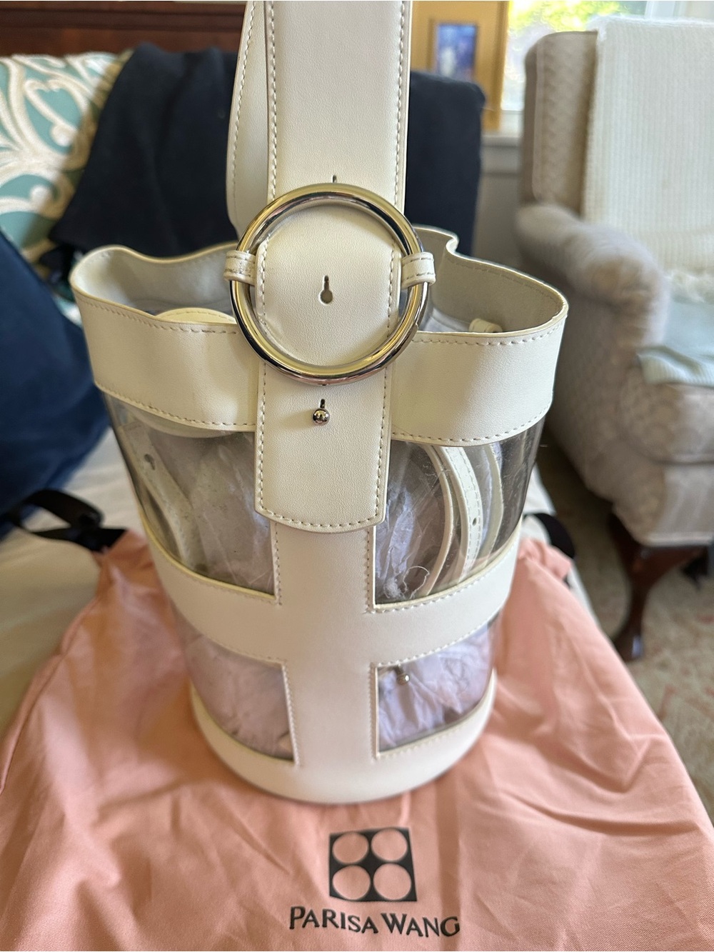 Parisa Wang Cream and Clear  Bucket Bag